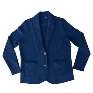 J. McLAUGHLIN Wool Knit Navy Blazer Size Medium